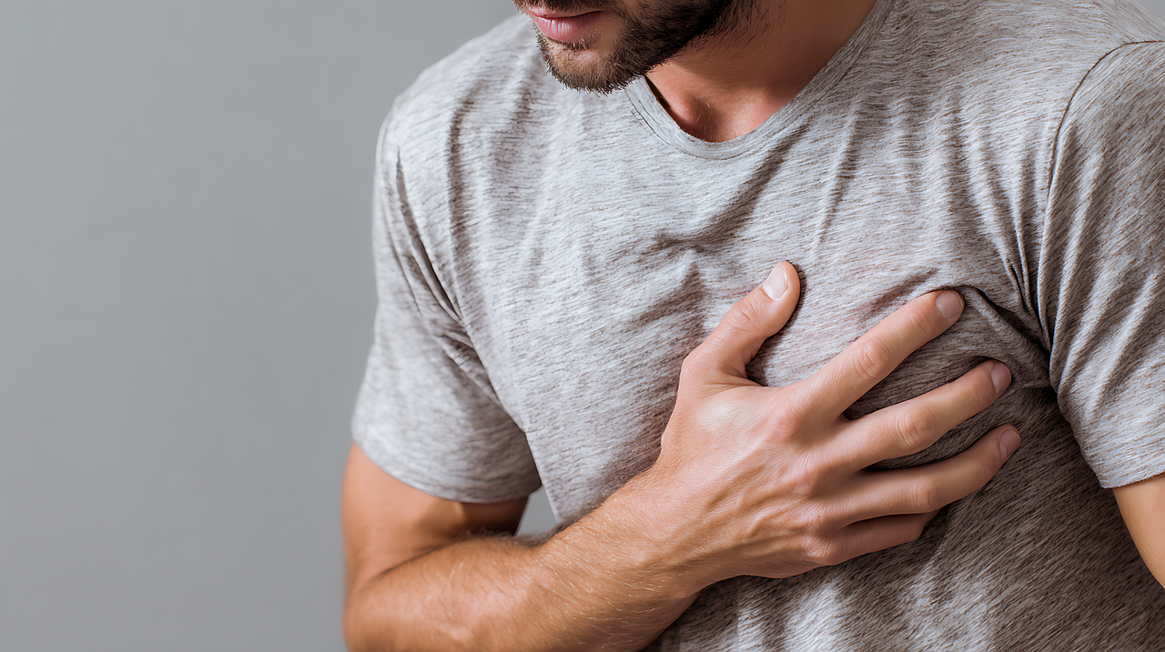 Heart attack warning signs such as chest pain, shortness of breath, and arm pain